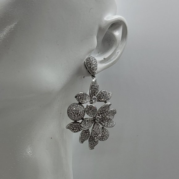 Italian Sterling Silver over Topaz Crystals and Swarovski Floral Earring